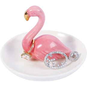 AUTODECO Ceramic Ring Holder Handmade Trinket Dish for Jewelry Display Great Birthday Wedding Festival Gifts for Women, Pink Flamingo in Kuwait