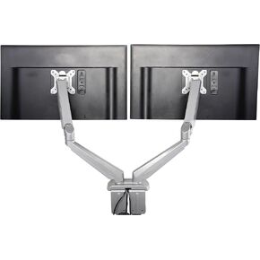StarTech.com Desk Mount Dual Monitor Arm - Adjustable - Supports Monitors 12" to 30" - Full Motion VESA Mount Double Monitor Arm - Desk Clamp - Black (ARMSLIMDUO) in Kuwait