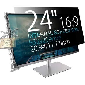 MAYAMANG 24" (16:9 Aspect Ratio) Privacy Screen Protector for Widescreen Computer Monitor - 20.94x11.77 inch/532x299 mm - Privacy Filter Display Filter Film - We Offer 2 Different 24" Filter Sizes in Kuwait