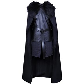 ALIZIWAY Jon Snow Cosplay Costume with Coat Black Cape Cloak Halloween Knights Watch Outfit for Men in Kuwait