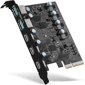 YEELIYA 5-Ports SuperSpeed 10Gbps USB 3.2/3.1 Card (3X USB Type C-2x USB Type-A) PCIe Expansion Card Internal USB3 Hub for Desktop PC Support Windows 10/8/7 and Linux Mac OS in Kuwait