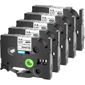 SuperInk 5 Pack Compatible for Brother HSe-221 HSe221 HS-221 HS221 Black on White Heat Shrink Tube Label Tape use in PT-D210 PT-D400 PT-E300 PT-E500 PT-P750WVP Printer (0.34''x 4.92ft, 8.8mm x 1.5m) in Kuwait