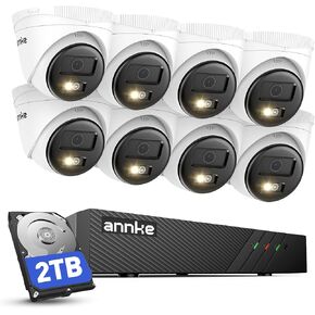 ANNKE H500 5MP PoE Security Camera System w/ 6MP 8 Channel NVR, 8 X 5MP Turret IP Cameras, Support RTSP, 24-7 Hour Audio Recording, 100 FT EXIR 2.0 Night Vision, IP67 Weatherproof, Built-in 2TB HDD in Kuwait