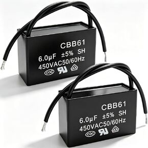 Twidec/2Pcs 450V AC 50/60Hz Run Capacitor 2-Wire Metallized Polypropylene Film Capacitors for Ceiling Fan Motor Start Run 6uf CBB61-6 in Kuwait