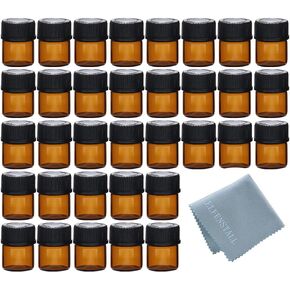 Simple-e 50pcs 1ml (1/4 Dram) Amber Mini Glass Bottle 1cc Amber Sample Vial Small Essential Oil Bottle Travel Must + 1pc Glass Clean Cloth in Kuwait