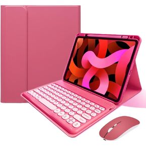 Keyboard Case Compatible with iPad 9th 8th 7th Generation Air 3rd Gen Pro 10.5 Keyboard Case with Bluetooth Mouse Round Key Cute Removable Color Keyboard,Mist Blue in Saudi Arabia