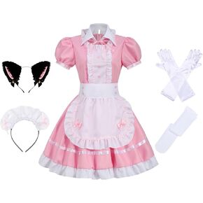 GRAJTCIN Womens Anime French Maid Outfit Lolita Cosplay Dress Halloween Costume with Socks in Kuwait