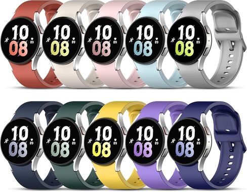 10 Pack No Gap Bands Compatible with Samsung Galaxy Watch 6 5 4 40mm 44mm, Galaxy Watch 5 Pro Band 45mm, Watch 6 4 Classic Band 42mm 46mm 43mm 47mm, 20mm Soft Strap Silicone Wristband for Women Men in Kuwait