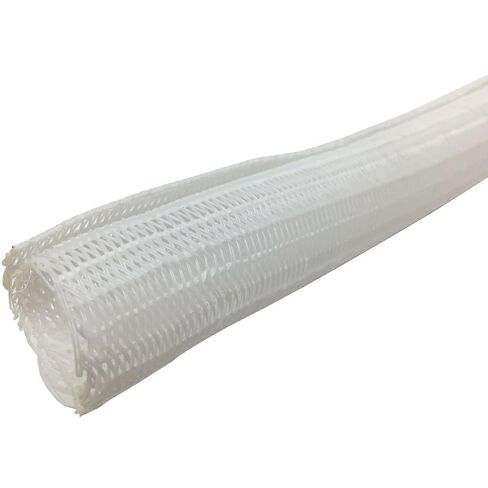 Electriduct 2" Hook Self Closing Sleeve Braid Wrap Around Sleeving Flame Retardant Flexible Mesh Cord Cover Cable Protector Wire Organizer - 250 Feet - White in Kuwait