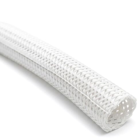 Electriduct 2" Hook Self Closing Sleeve Braid Wrap Around Sleeving Flame Retardant Flexible Mesh Cord Cover Cable Protector Wire Organizer - 250 Feet - White in Kuwait