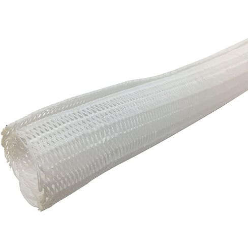 Electriduct 2" Hook Self Closing Sleeve Braid Wrap Around Sleeving Flame Retardant Flexible Mesh Cord Cover Cable Protector Wire Organizer - 250 Feet - White in Kuwait