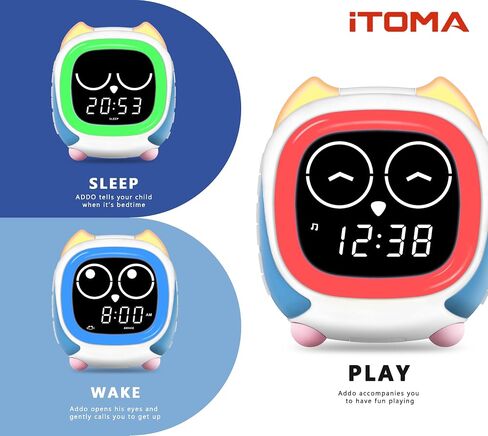 iTOMA Addo Kids Alarm Clock,Sunrise/Sunset Simulation Bedside Lamp, Grow Children's Clock Trainer and Bluetooth Music Player,White Noise Sleep Sounds Wake Up Clock Owl CKS912 in Kuwait