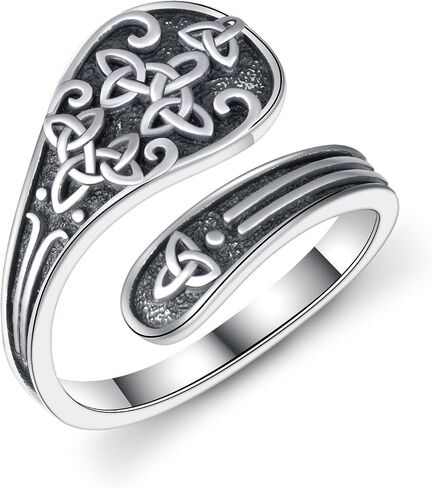 SCZKLAQ Celtic Spoon Rings for Women 925 Sterling Silver Adjustable Thumb Rings Vintage Celtic Knot Rings Jewelry Gifts for Women in Kuwait