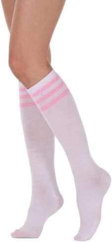 Violet Mist Women Girls 3 Striped Knee High Socks Novelty Casual Checkered Argyle Athletic Long Tube Socks Cute Knee Highs in Kuwait