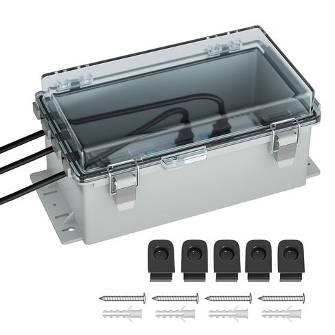 Joinfworld 9x5x4.3“ Outdoor Extension Cord Cover Waterproof Electric Box Enclosure Cable Outlet Plug Cover Cord Protector Plastic Junction Socket Box for Power Strip Lights Pump Controllers in Kuwait