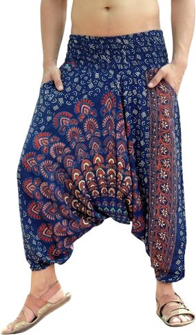 SARJANA HANDICRAFTS Mens Womens Rayon Mandala Pockets Harem Pants Yoga Drop Crotch Trouser in Kuwait