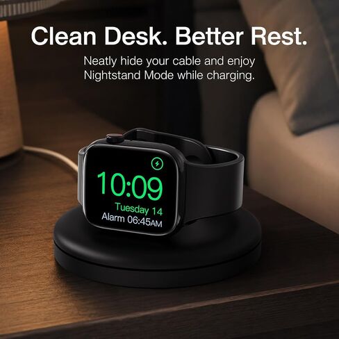 PZOZ Charger Stand for Apple Watch, Portable Charging Station Cable Management Dock Holder Organizer for iWatch Series Ultra 9 8 SE2 7 6 SE 5 4 49mm 45mm 44mm 42mm 41mm 40mm 38mm Accessories (Black) in Kuwait