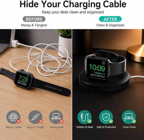 PZOZ Charger Stand for Apple Watch, Portable Charging Station Cable Management Dock Holder Organizer for iWatch Series Ultra 9 8 SE2 7 6 SE 5 4 49mm 45mm 44mm 42mm 41mm 40mm 38mm Accessories (Black) in Kuwait