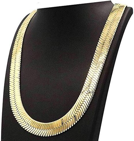 IFIX Big Heavy Faux Gold Herringbone Chain Necklace for Men Women 30 Inch Long 12mm Thick, 90s Hip Hop Jewlery Chain Sparkling FAKE 18K Costume Gold Chain in Kuwait