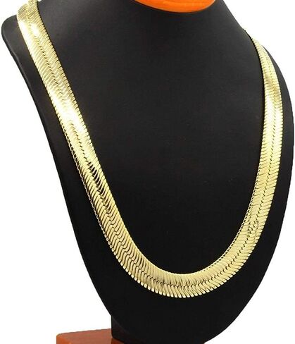 IFIX Big Heavy Faux Gold Herringbone Chain Necklace for Men Women 30 Inch Long 12mm Thick, 90s Hip Hop Jewlery Chain Sparkling FAKE 18K Costume Gold Chain in Kuwait