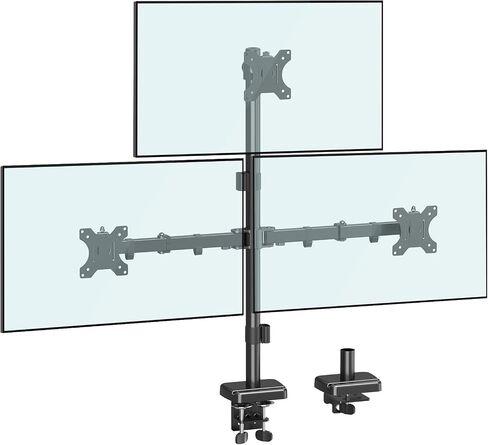 MOUNTUP Dual Monitor Stand, Vertical Monitor Mount for 2 Max 32 inch Stack Screen Monitors, Height Adjustable, Swivel, Tilt Monitor Desk Mount with C Clamp Grommet Base, MU3004 in Kuwait