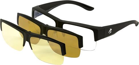 3in1 SuperSight System FitOns بدون حواف - النظارات ذات المشبك المغناطيسي - عدسات الكمبيوتر بإطار مستقطب/نظارة شمسية مستقطبة ومشبك للقيادة الليلية in Kuwait