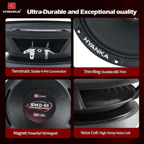 H YANKA 6x9 Speakers Car Audio, Full-Range Stereo, 600 Watts, 4-Way Coaxial 6 9 car Speakers, Delivering Clear Stereo Sound with No Distortion, Suitable for Cars, Trucks, Jeeps, and More (1 Pair) in Kuwait
