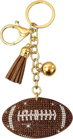 Popfizzy Bling Football Keychain for Women and Girls, Rhinestone Sports Purse Charms for Handbags, Women's Football Accessories, Gifts for Her, Football Gifts for Women in Kuwait