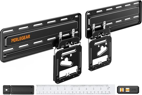 Perlegear UL-Listed Tilting TV Wall Mount for Most 37-82 inch TVs up to 132 lbs, Low Profile Tilt TV Mount Wall Bracket for Flat or Curved TVs, Fits 24"/18"/16" Studs, Max VESA 600x400mm, PGLT2 in Kuwait