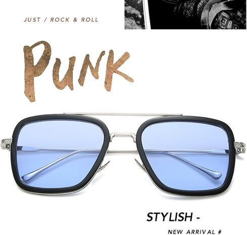 iKANOO Tony Stark Sunglasses for Men Women Vintage Square Metal Frame Iron Man Glasses Spider Man Eyeglasses in Kuwait