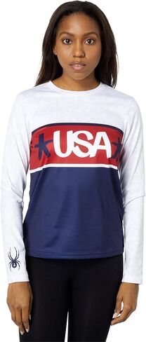 Spyder Women's USA Snow Long Sleeve Crew Neck Tee in Kuwait