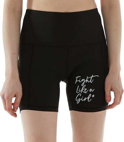 Fight Like a Girl Workout Shorts with Pockets Women's Empowerment Breast Cancer Running Yoga Exercise in Kuwait