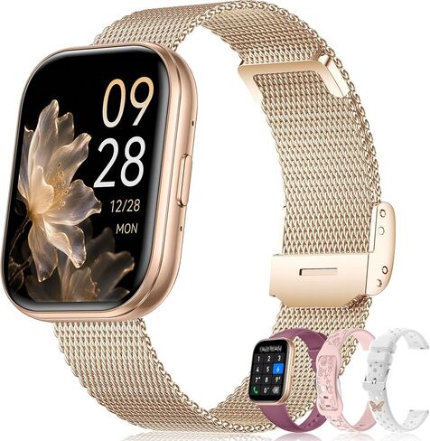 1.43'' AMOLED Smart Watch for Women, Activity Trackers and Smartwatches with Bluetooth Call, 100+ Sport Modes, 24/7Heart Rate, Sleep Monitor, Pedometer, Compatible iPhone Android, Round(Rose Gold) in Kuwait