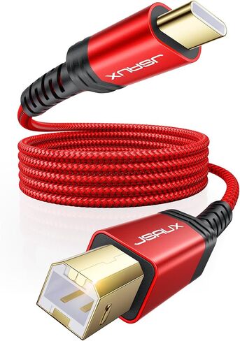 JSAUX USB B to USB C Printer Cable 10ft, USB C to USB B Printer Cable Nylon Braided, USB C MIDI Cable Compatible for MacBook Pro, HP, Epson, Canon, Brother, Lexmark, Xerox Printers and Scanners-Grey in Kuwait