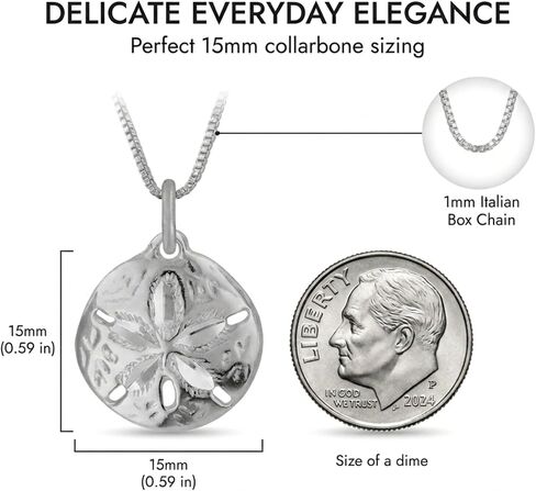 Hawaiian Silver Jewelry Pendant Necklace – 18 Inch Sand Dollars Pendant Charm – Premium Sterling Silver Craftsmanship – Modern and Elegant – Comfortable Women Jewelry Necklace in Kuwait