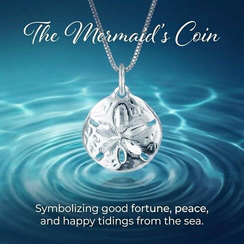 Hawaiian Silver Jewelry Pendant Necklace – 18 Inch Sand Dollars Pendant Charm – Premium Sterling Silver Craftsmanship – Modern and Elegant – Comfortable Women Jewelry Necklace in Kuwait
