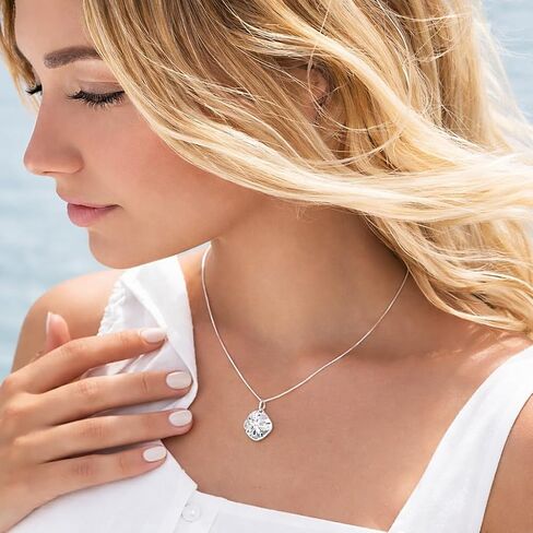 Hawaiian Silver Jewelry Pendant Necklace – 18 Inch Sand Dollars Pendant Charm – Premium Sterling Silver Craftsmanship – Modern and Elegant – Comfortable Women Jewelry Necklace in Kuwait