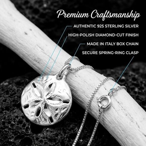 Hawaiian Silver Jewelry Pendant Necklace – 18 Inch Sand Dollars Pendant Charm – Premium Sterling Silver Craftsmanship – Modern and Elegant – Comfortable Women Jewelry Necklace in Kuwait