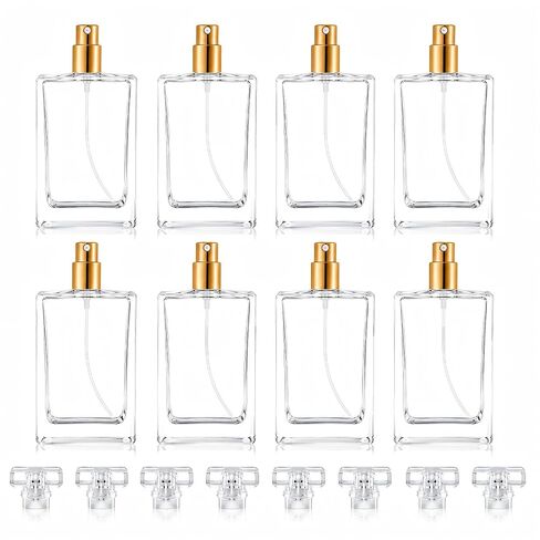 Glass Refillable Perfume Bottle 8Pcs Portable Square Empty Glass Perfume Gold Atomizer Bottle 30ml Spray Glass Bottle Atomizer Container in Kuwait