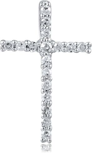 Santuzza 10K Solid Gold Gemstone Genuine Diamond Dainty Cross Pendant Without Chain for Women in Kuwait