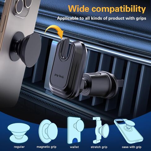 pop-tech Car Vent Phone Mount for Socket Grip, Air Vent Clip Phone Holder Compatible with Magsafe Wallet Black & iPhone Samsung Card Holder, Cell Phone Stand with Sticky Adhesive in Kuwait