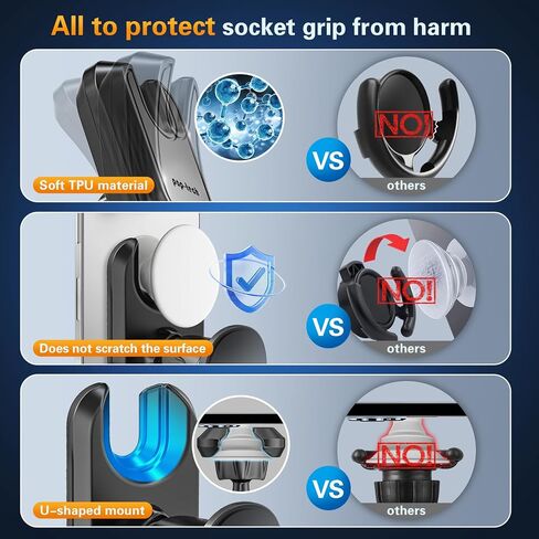 pop-tech Car Vent Phone Mount for Socket Grip, Air Vent Clip Phone Holder Compatible with Magsafe Wallet Black & iPhone Samsung Card Holder, Cell Phone Stand with Sticky Adhesive in Kuwait