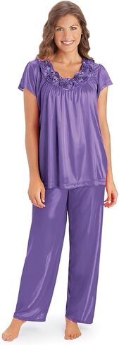 Collections Etc Rose Trim Short Sleeve Pajama Set in Kuwait