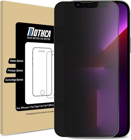 Mothca for iPhone 17e / 16e / iPhone 14/13 / 13 Pro (6.1-inch) Matte Privacy Screen Protector with Alignment Sticker, Full Coverage Anti-Spy Anti-Glare Anti-Fingerprint Tempered Glass Film in Kuwait