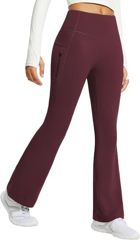 BALEAF Women's Fleece Lined Pants Winter Thermal Yoga Pants Flare Leggings Waterproof Warm Bell Bottom Leggings with Pockets 31'' Grey XS in Kuwait
