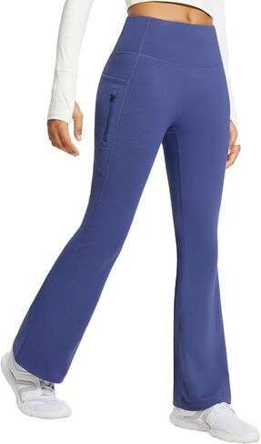BALEAF Women's Fleece Lined Pants Winter Thermal Yoga Pants Flare Leggings Waterproof Warm Bell Bottom Leggings with Pockets 31'' Grey XS in Kuwait