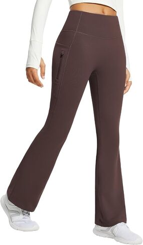 BALEAF Women's Fleece Lined Pants Winter Thermal Yoga Pants Flare Leggings Waterproof Warm Bell Bottom Leggings with Pockets 31'' Grey XS in Kuwait