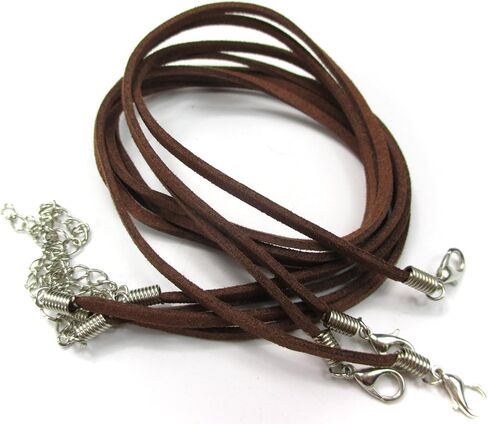 ALL in ONE 10pcs Faux Leather Suede Cord Necklace with Lobster Clasp Extended Chain (17", Black) in Kuwait