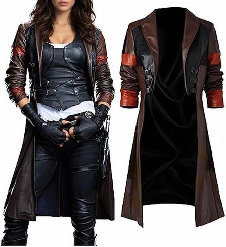 Gamora Coat Costume - Zoe Saldana Guardians Halloween Cosplay Costume Women Adult Gamora Long Leather Jacket in Kuwait
