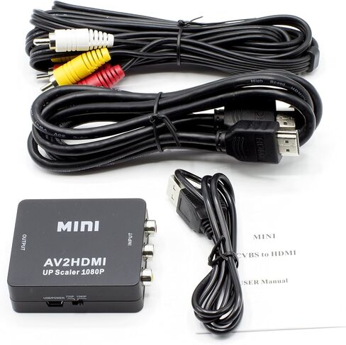 THE CIMPLE CO RCA to HDMI Converter (Analog to Digital Converter) - Converts from RCA/Composite/Red-White-Yellow - Does not Work in Reverse - UP CONVERTS - Black Kit in Kuwait